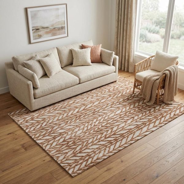 5' X 8' Brown And Tan Chevron Area Rug